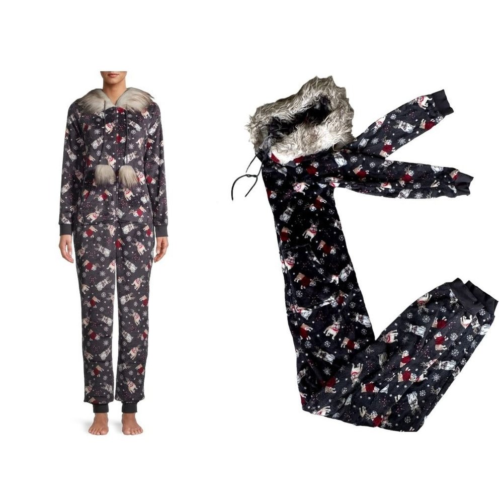 Bulldogs Pajamas 1 Piece Body Suit Medium Christmas Secret Treasures Uni…